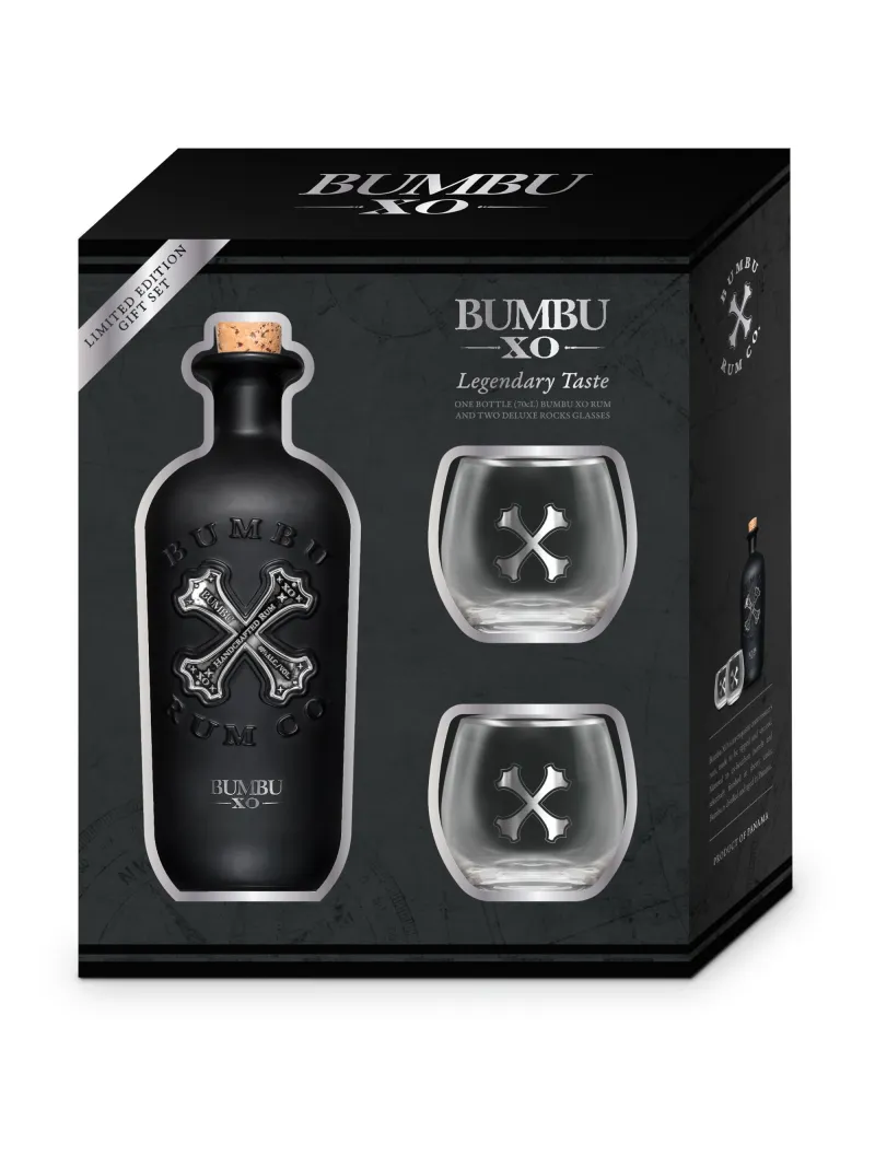 Rom Bumbu XO Legendary,0.7l+ 2 pahare